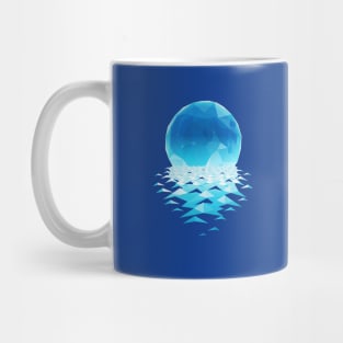 The moon is reflected in the water at night. polygonal Mug